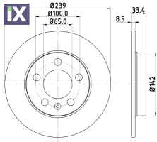 ΔΙΣΚΟΠΛΑΚΑ  ΠΙΣΩ VW  AUDI A3 TT 4Χ4  ΟΛΑ SKODA OCTAVIA  SEAT LEON TOLEDO 1J0615601D            MDC1515 1J0615601D 1J0615601D 1J0615601D 1J0615601D