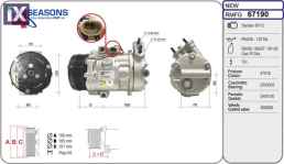 ΚΟΜΠΡΕΣΕΡ A C 4SEASONS OPEL ASTRA  67190 1854107 1854112 1854122 1854147 24421642 24422013 24462196 24464152 6854013 6854046 6854048 9132922 93176877 93176916 R1580044 1854107 1854112 1854122 1854147