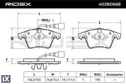 Σετ τακάκια, δισκόφρενα  402B0668 7H0698151A 7H0698151C 7H0698151 7H0698151A 7H0698151D JZW698151Q 7H0698151 7H0698151A JZW698151Q 7H0698151 7H0698151A JZW698151Q 7H0698151 7H0698151A JZW698151Q