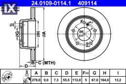 409114 - ΔΙΣΚΟΠΛΑΚΑ MB C-CLASS,E-CLASS(W  24010901141           24010901141 1244230512 2034230112 2104230112 2104230412 2104230912 A1244230512 A2034230112 A2104230112 A2104230412 A2104230912 05098065A